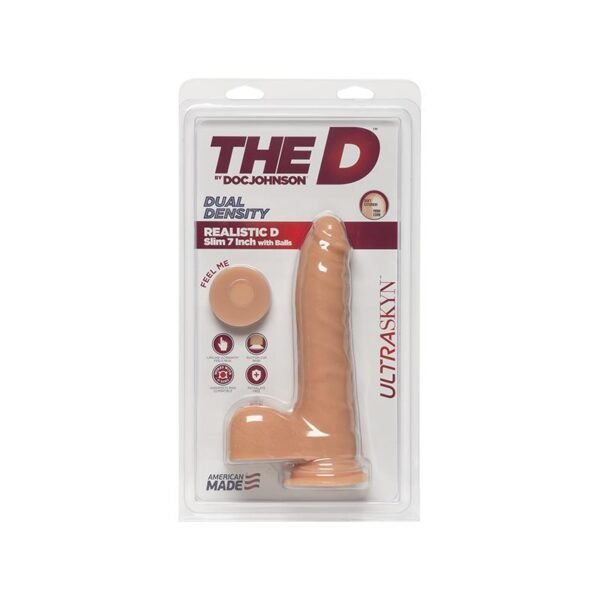 Dual Density Dildo Realistic D Slim with Testicles 7 Vanilla - Imagen 2