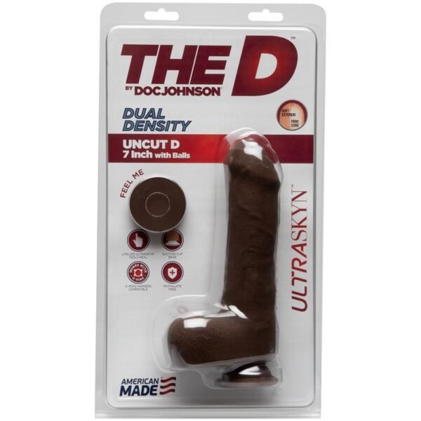 Dildo Dual Density Uncut D con Testículos 7 Ultraskyn Chocolate - Imagen 2