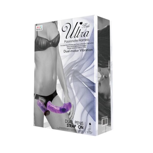 Arnés con Dildo Doble y Vibración Púrpura - Imagen 9