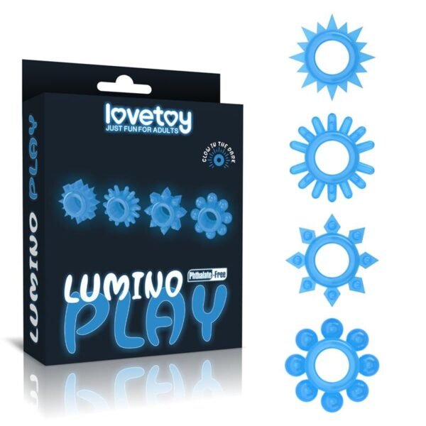 Lumino Play Set 4 Anillo para el Pene Luz Azul - Imagen 8