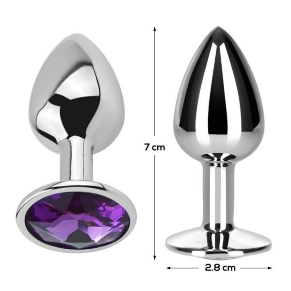Plug Anal con Joya Púrpura Amatista Talla S Aluminio - Imagen 3