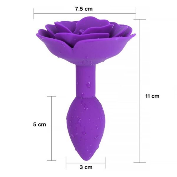 Plug Anal de Silicona con Rosa Púrpura - Imagen 5